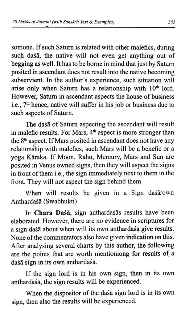 70 Dasas of Jaimini Astrology with Examples By Sagar Publications